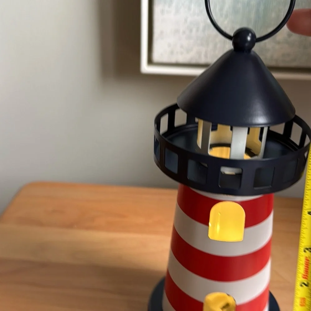 NWOT Target Bullseyes Playground Metal Nautical Coastal Lighthouse LED Lantern